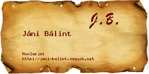 Jáni Bálint névjegykártya